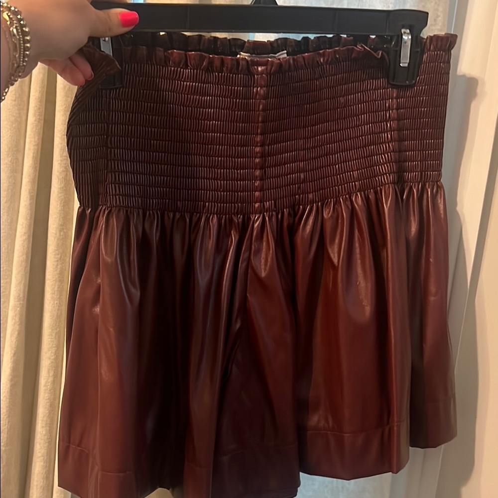 QUEEN OF SPARKLES Leather Bubble Mini Shorts